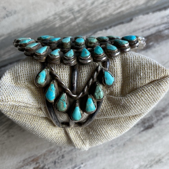 Giant 3 inches wide sterling turquoise Native American bangle. - Picture 3 of 12